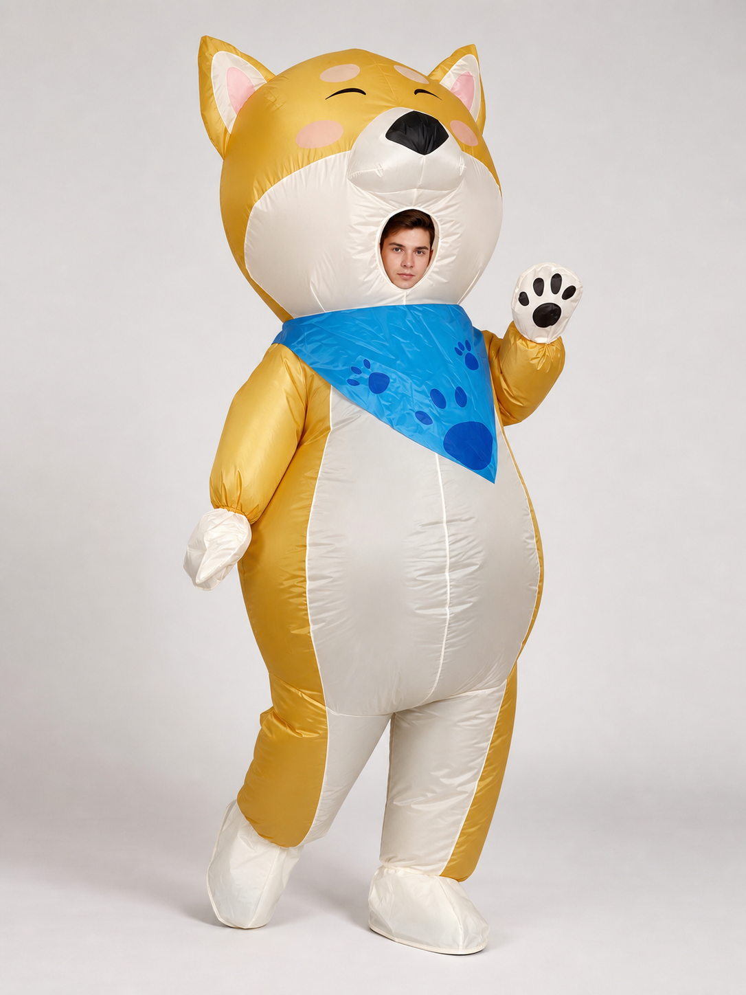 Inflatable Shiba Inu Costume with Blue Bandana