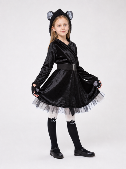 Black Cat Carnival Costume with Hood