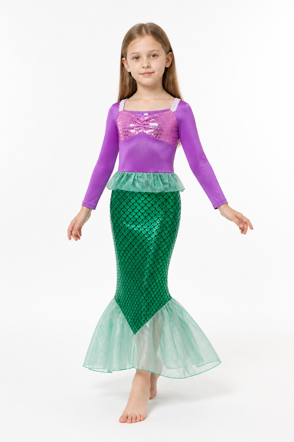 Children's Mermaid Costume with Sequins and a Green Tail Costumes detail 2