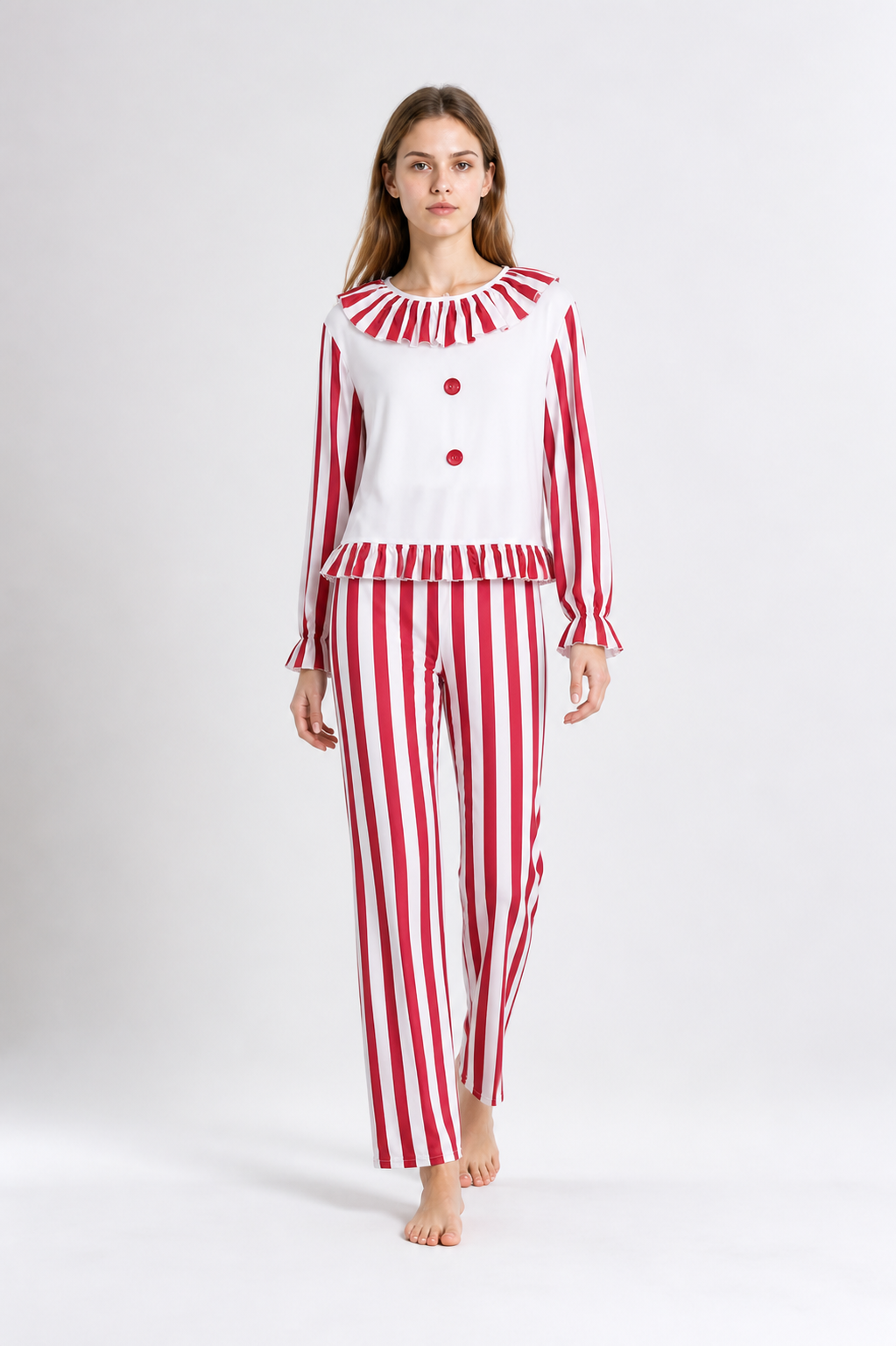 Red and White Clown Costume, 2-Piece Set Costumes detail