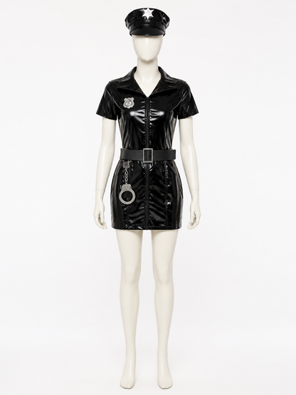 Police Jumpsuit with Cap, Belt, and Handcuffs Costume Headwear detail 2