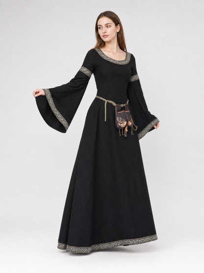 Medieval Dress with Belt and Flared Sleeves