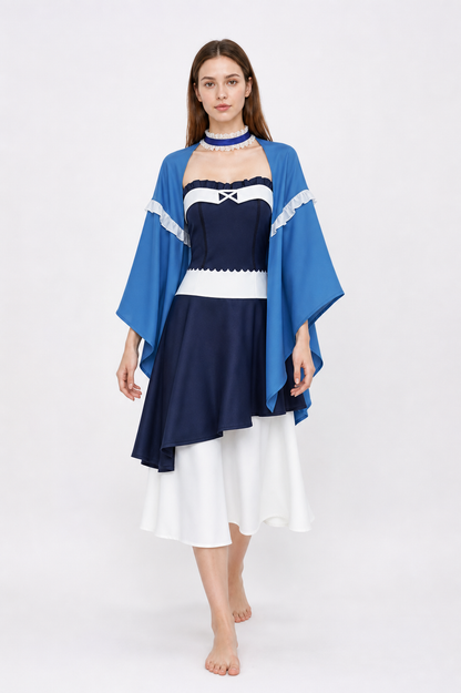Dark Blue Dress with Cape and Lace for Cosplay Costume Dresses detail