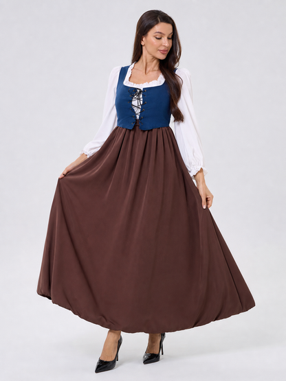 Retro Renaissance-Style Dress with Corset Lacing Costume Dresses detail