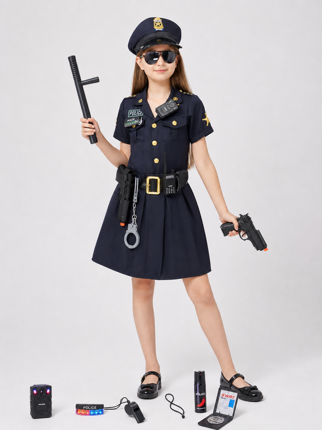 Police Costume with Accessories, Dark Navy Costume Accessories detail 2