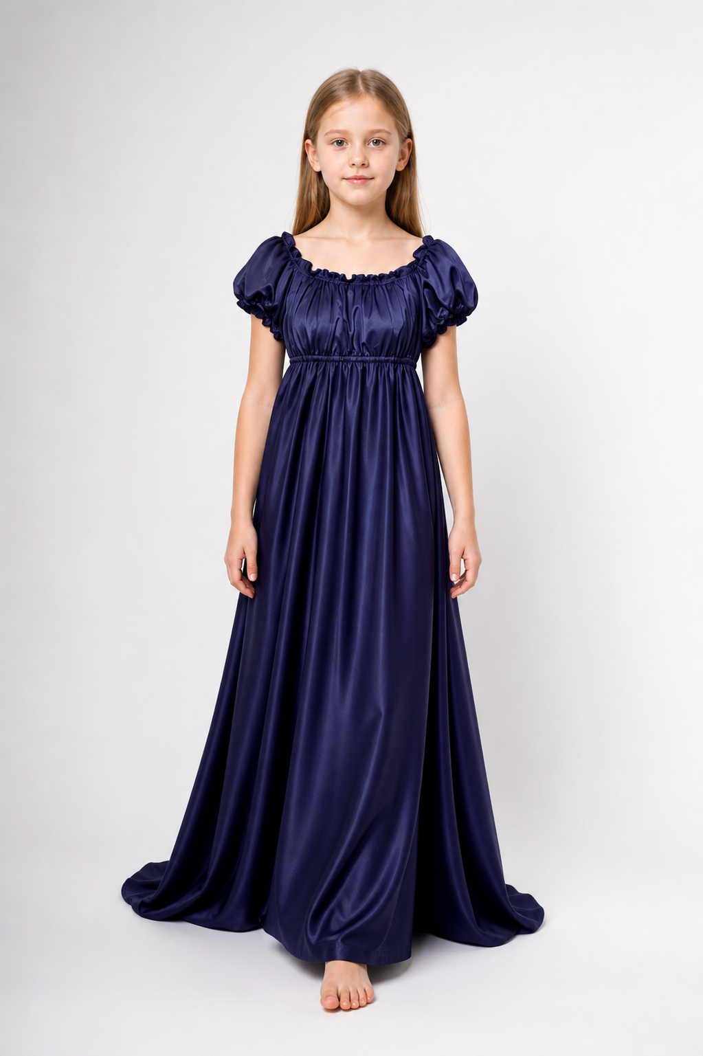 Dark Purple Dress with a Train and Puff Sleeves Costume Dresses detail 2