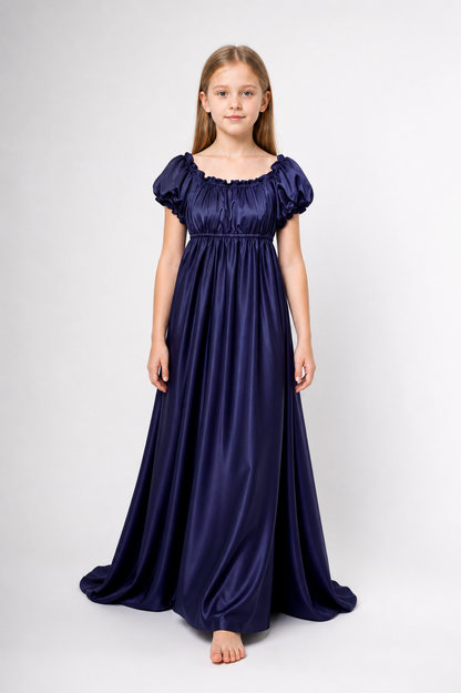 Dark Purple Dress with a Train and Puff Sleeves Costume Dresses detail 2