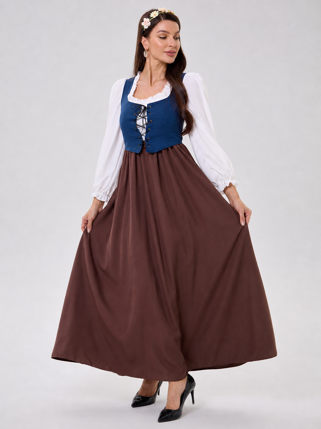 Renaissance-Style Dress with Corset Bodice and Lacing