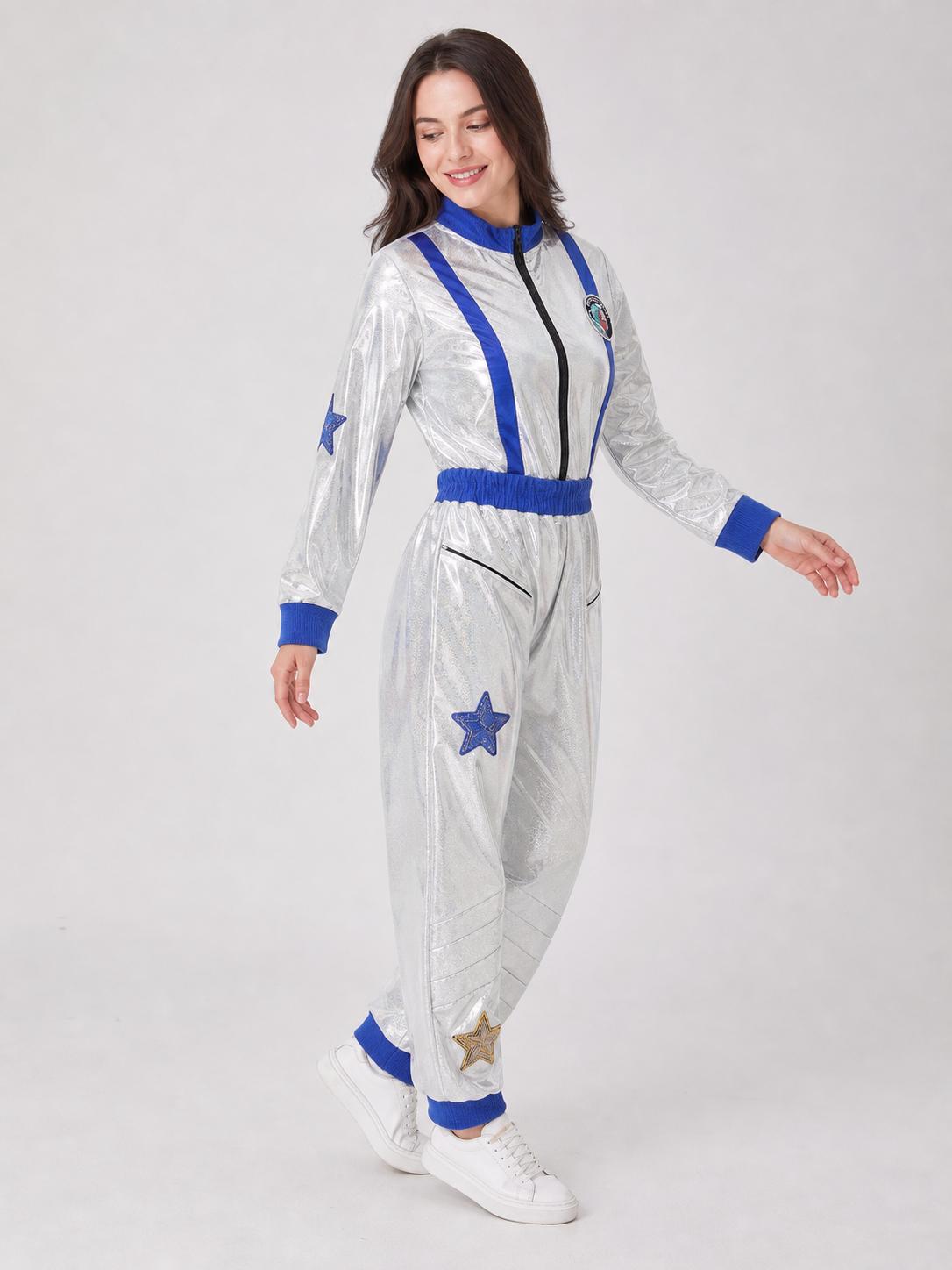 Silver Space-Themed Carnival Jumpsuit Costumes detail 2