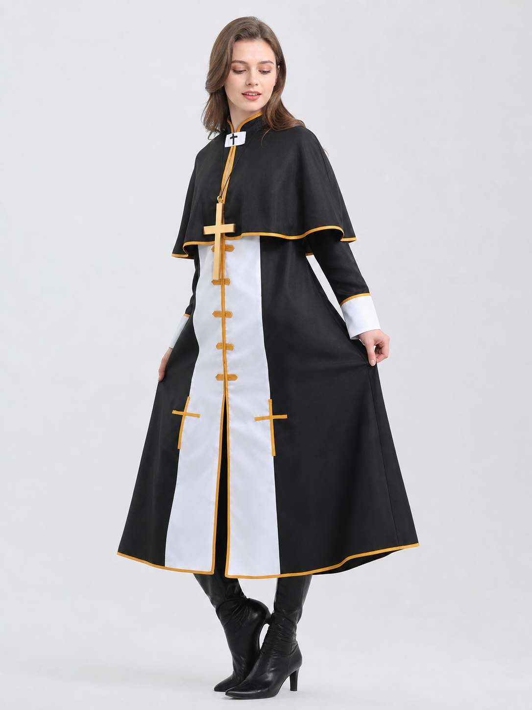 Ritual Robe with Cross, Black and White, Cosplay