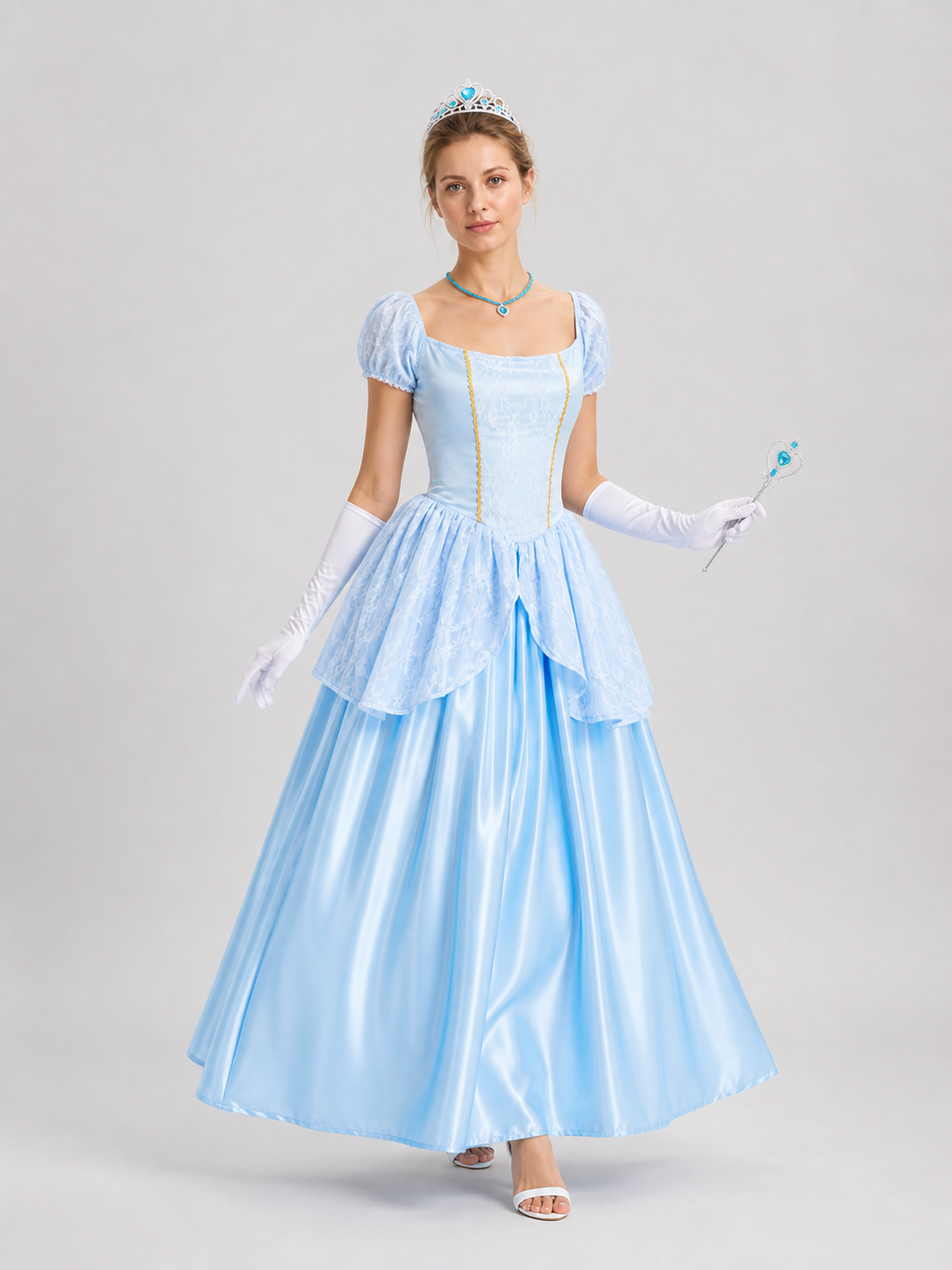 Princess Sissi Cosplay Dress, Blue, Long Costume Dresses detail 2