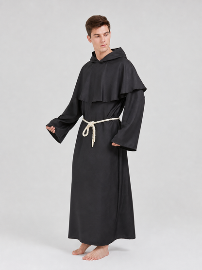 Hooded Monk Costume with Cape and Cross