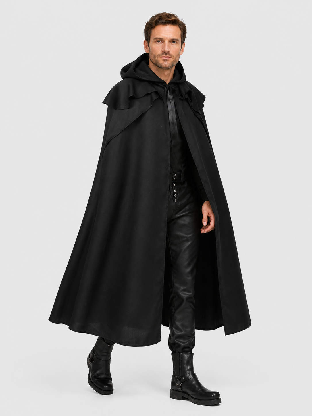 Black Hooded Death Cloak for Halloween, Cosplay Costume Capes detail