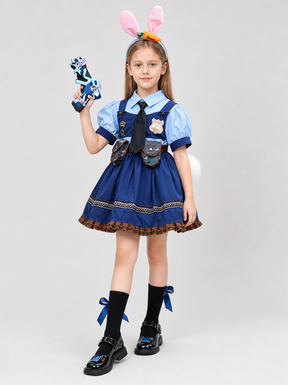 Children's Police Rabbit Skirt with Rabbit Ears and Tail Costumes detail