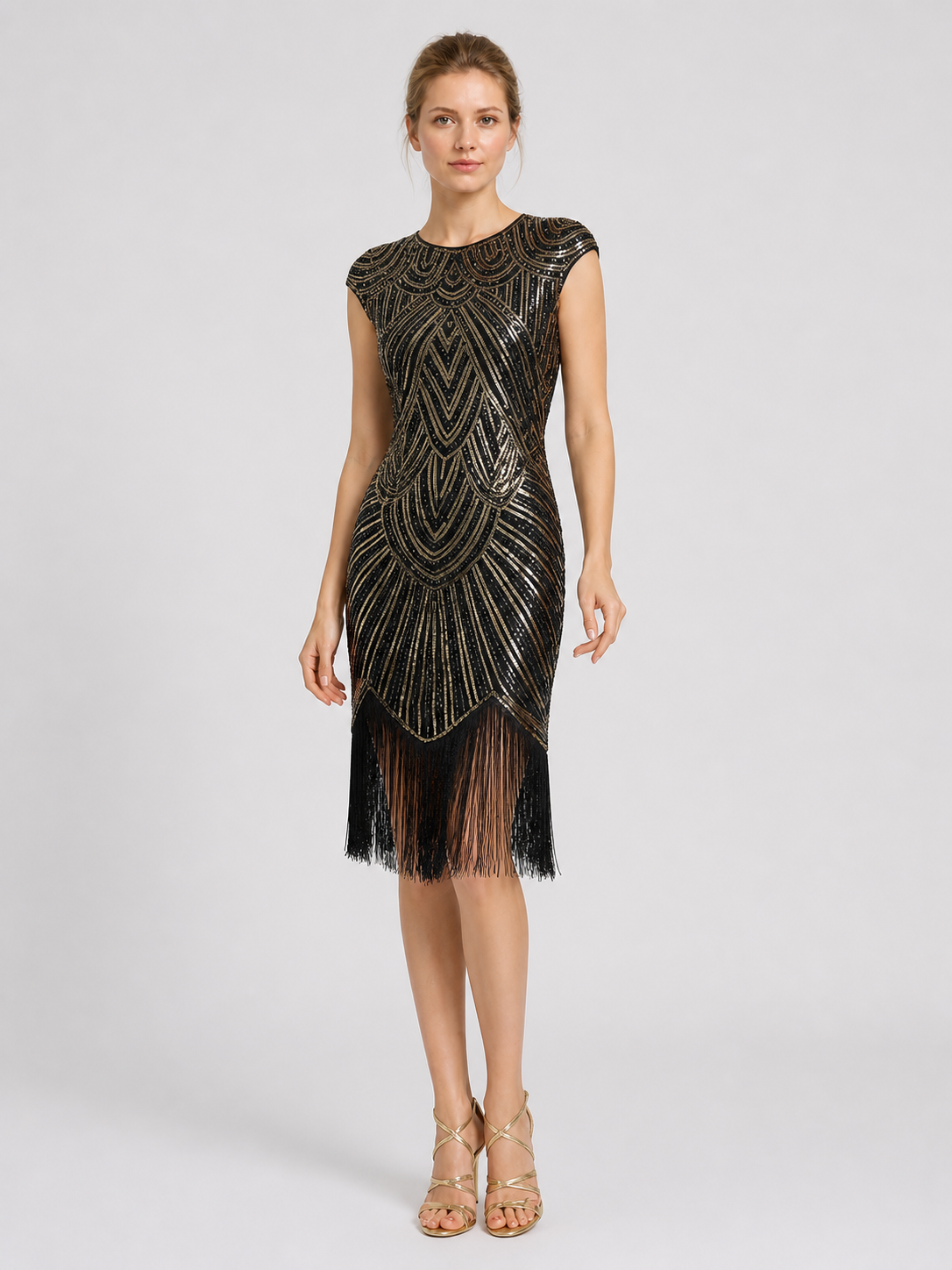 Sequin Dress with Long Fringe, Midi, Fitted Costume Dresses detail 2