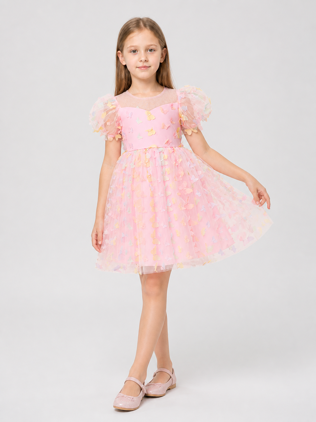 Dress with Puff Sleeves, a Full Skirt, and Butterflies Costume Dresses detail 2