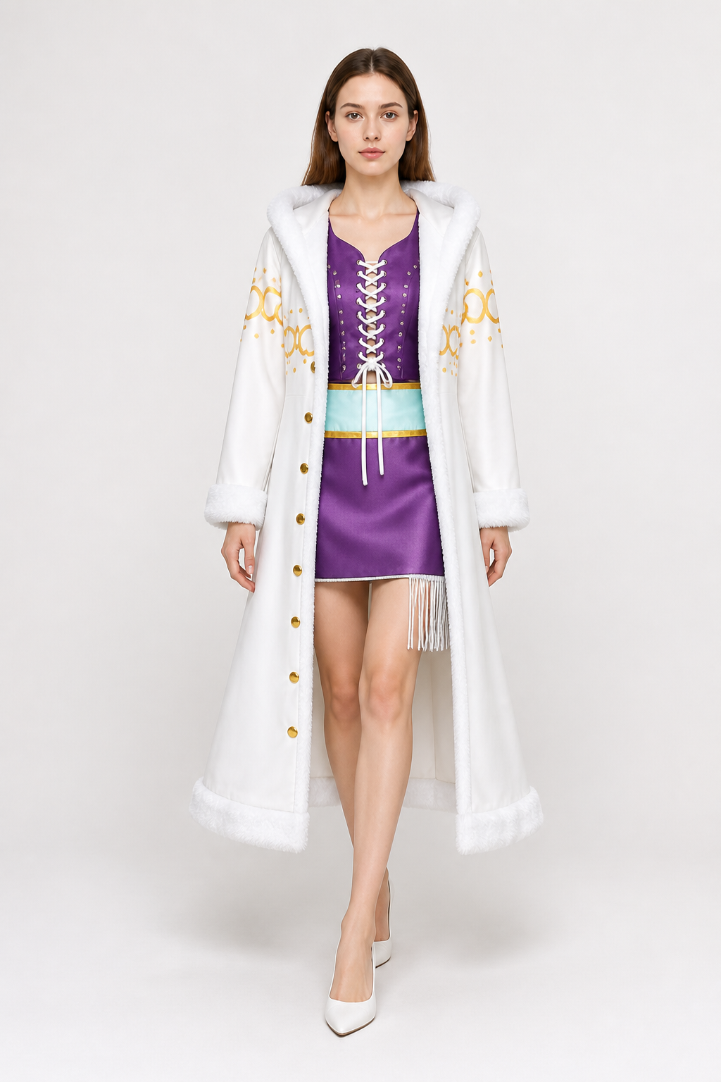 Robin Cosplay Costume with Fur Trim Costumes detail