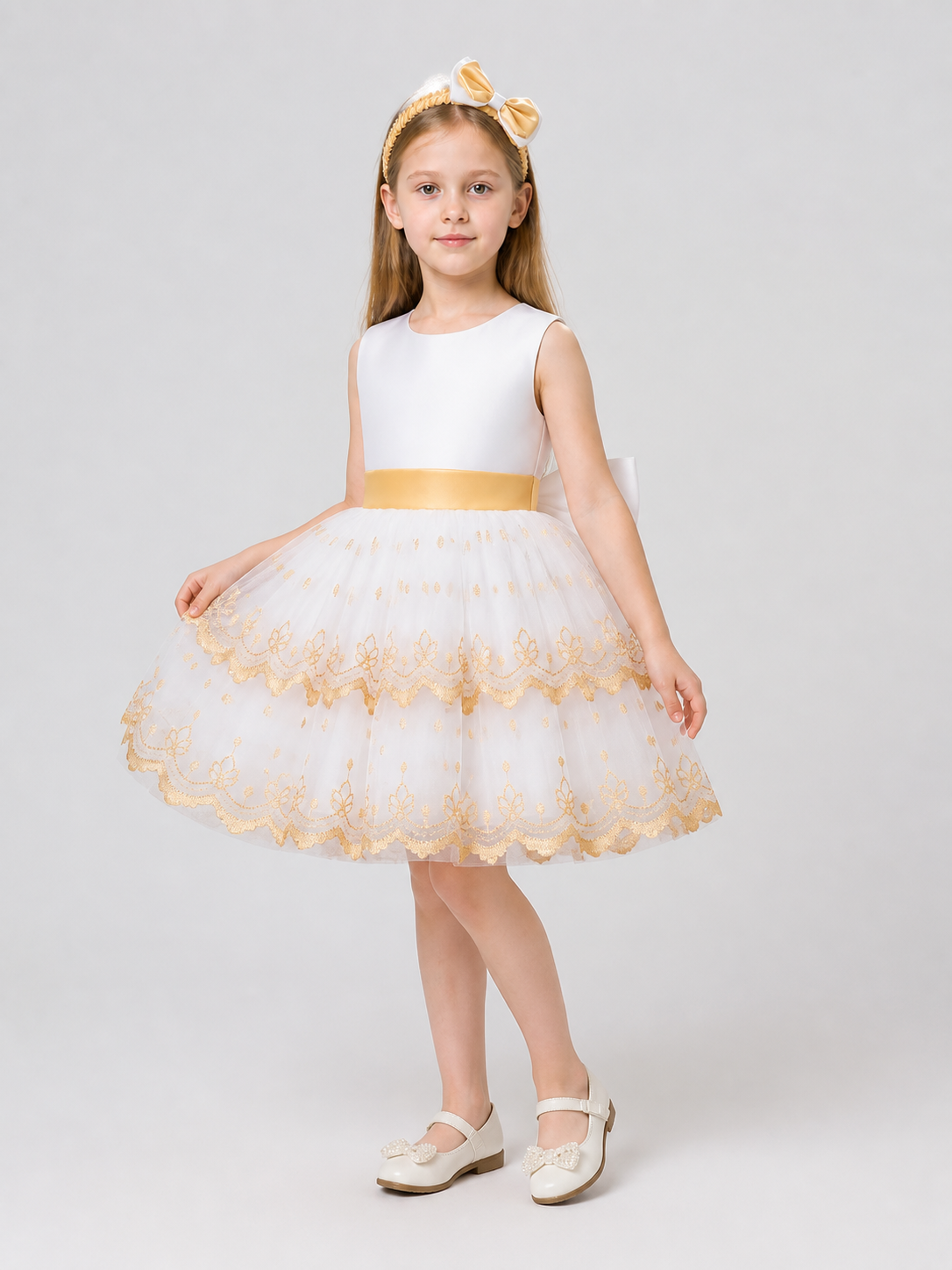 Embroidered Flower Girl Dress with Full Skirt for Weddings Costume Dresses detail 2