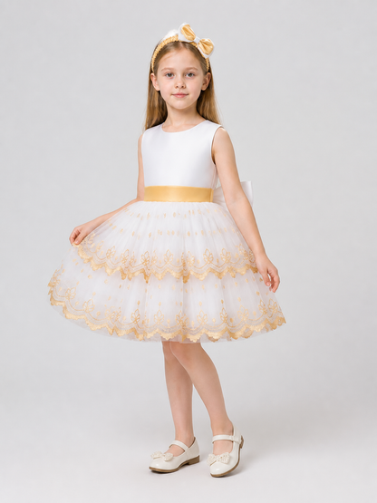 Embroidered Flower Girl Dress with Full Skirt for Weddings Costume Dresses detail 2