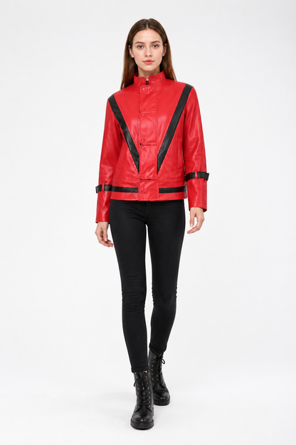 Short Red Jacket with Decorative Straps product detail 2