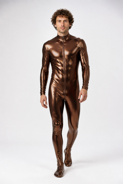 Patent-Finish Form-Fitting Jumpsuit with Zipper product detail 2