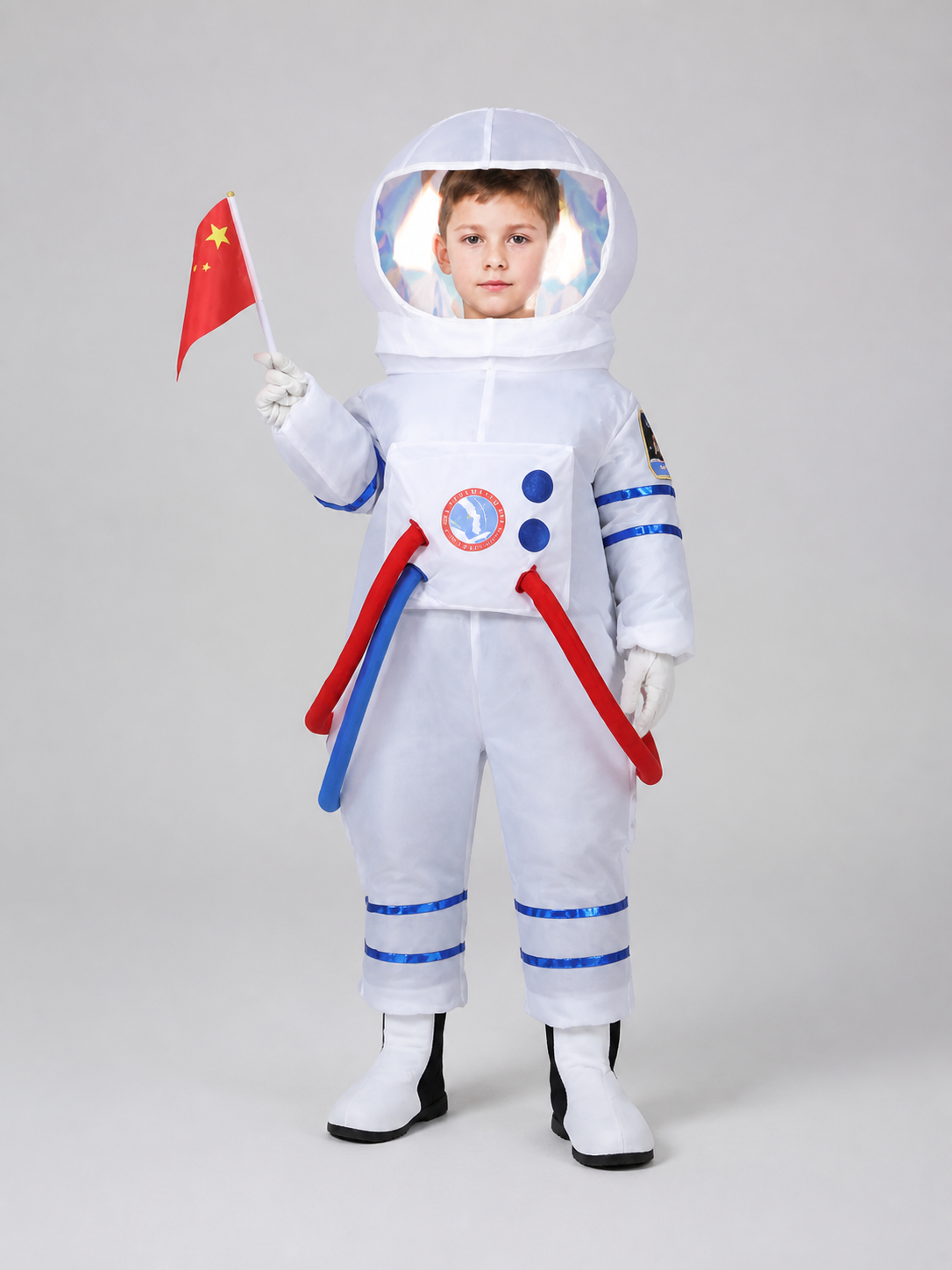 One-Piece Astronaut Costume with Clear Visor, White Costumes detail 2