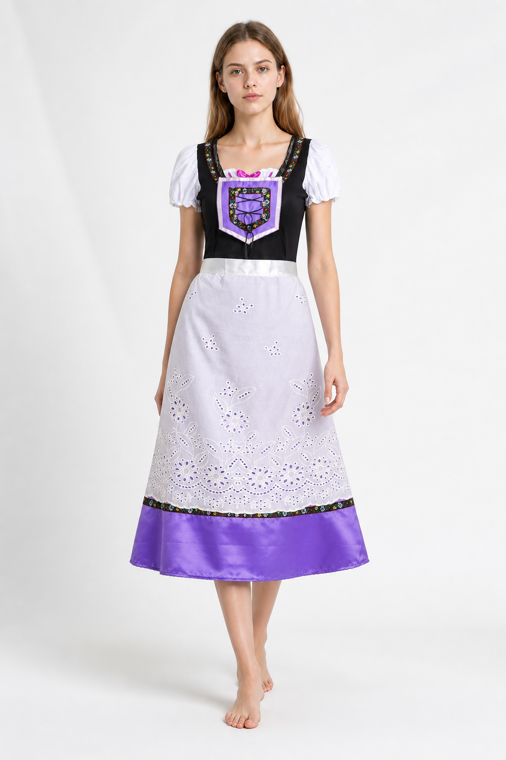 Dress with Floral Embroidery and Puff Sleeves Costume Dresses detail 2