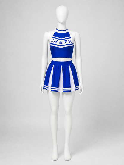 Cheerleading-Style Performance Costume, Blue and White