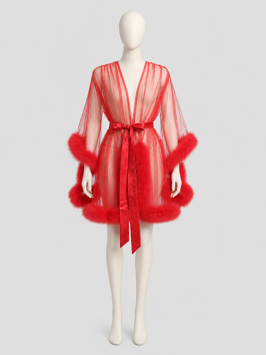 Sexy Red Cape with Fluffy Trim, S-XL Costume Capes detail 2