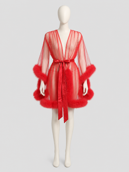 Sexy Red Cape with Fluffy Trim, S-XL Costume Capes detail 2