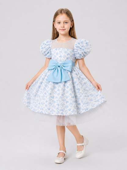 Girls’ Princess Party Dress with Bow and Tulle product detail 2