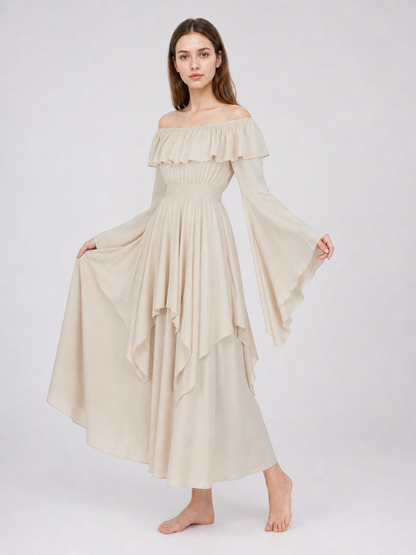 Red Off-the-Shoulder Maxi Evening Dress