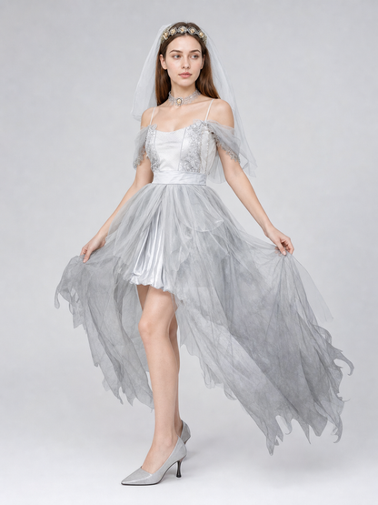 Gothic cosplay dress costume with veil