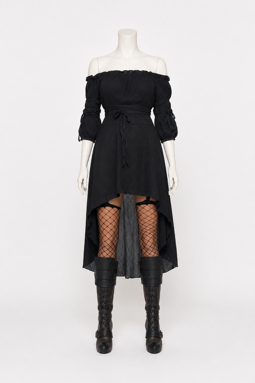 Black Off-the-Shoulder Dress with an Asymmetrical Hem Costume Dresses detail 2