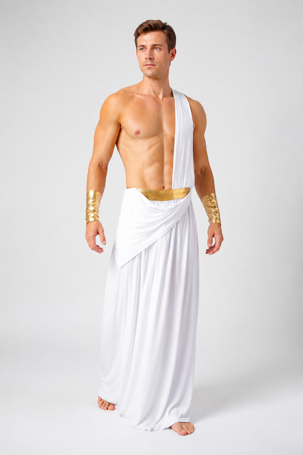 White Ancient Greek Toga with Gold Belt product detail 2