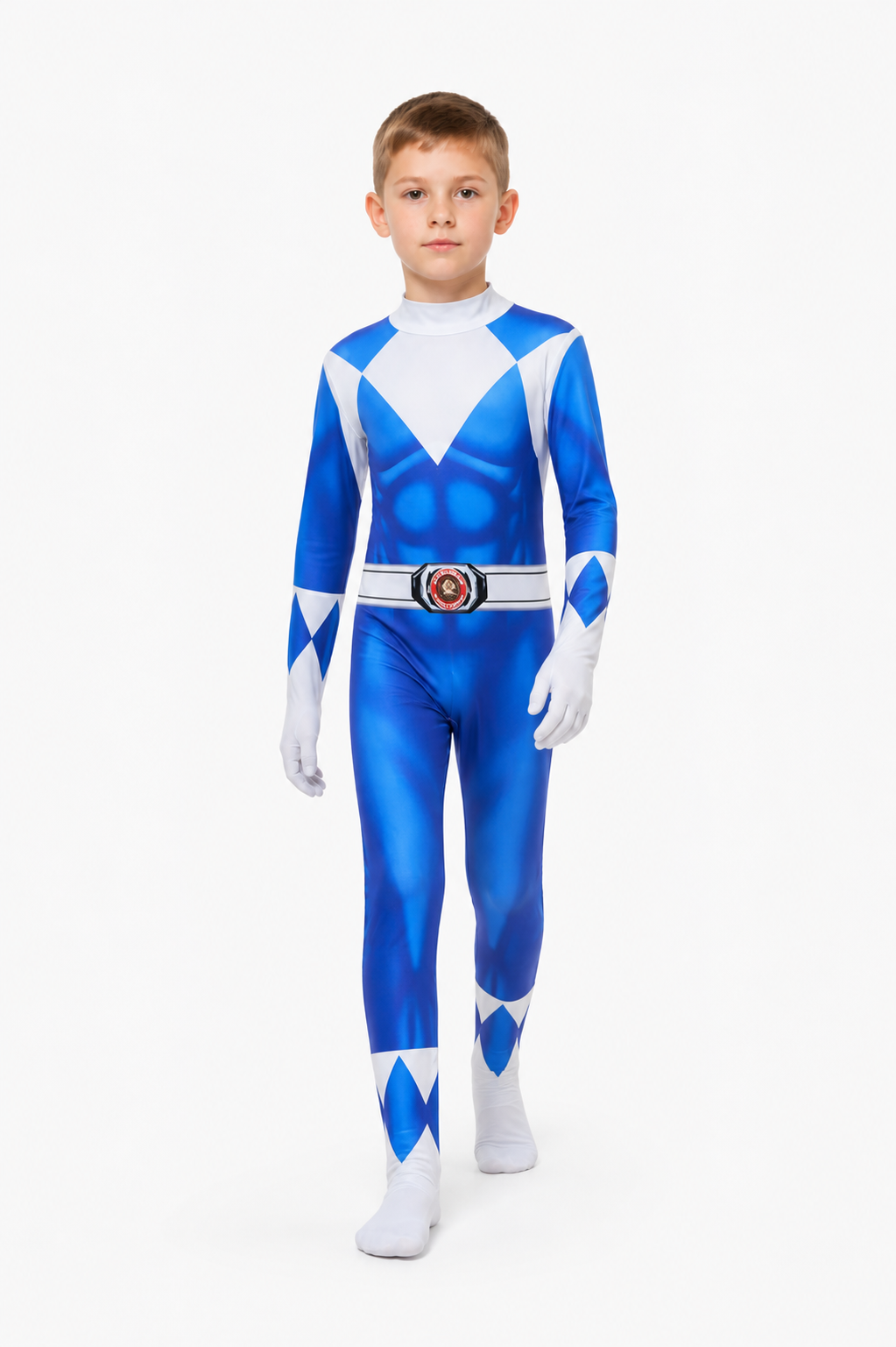Children’s blue and white superhero costume with mask product detail 2
