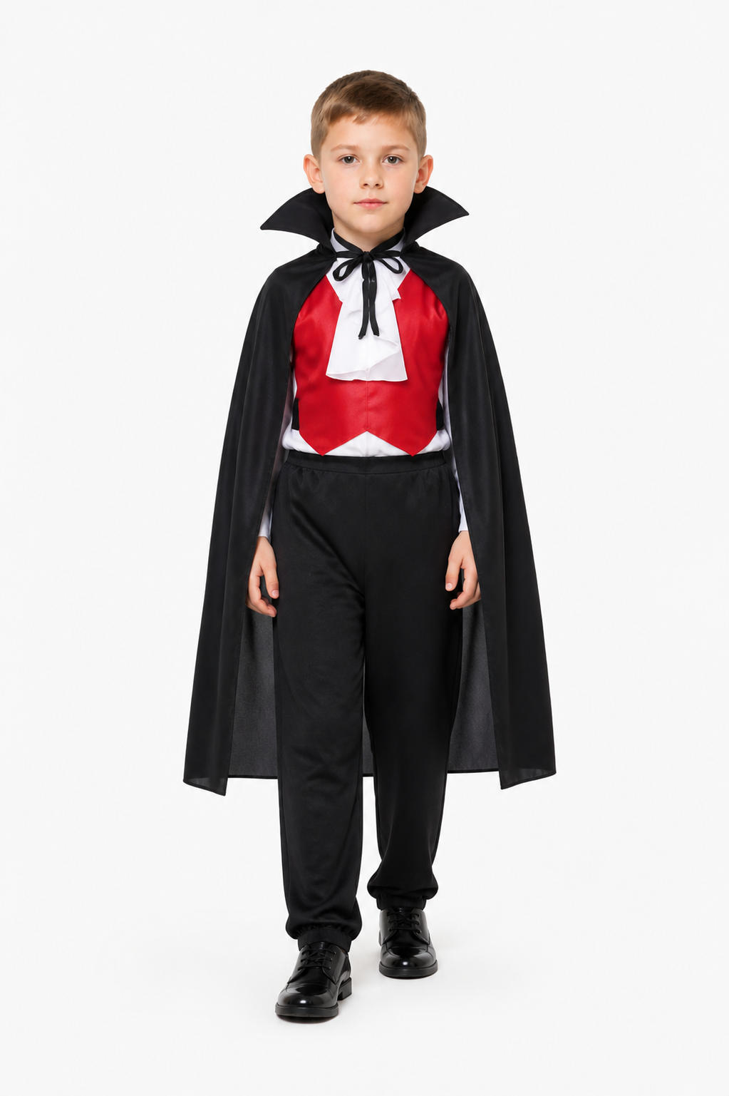 Vampire Costume with a Black Cape and Red Trim Costume Capes detail 2