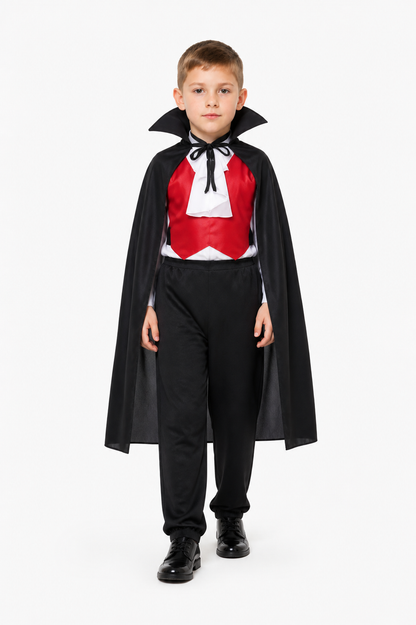Vampire Costume with a Black Cape and Red Trim Costume Capes detail 2