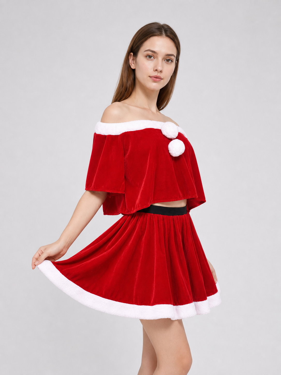 Festive Santa Claus Costume: Top, Skirt, and Hat