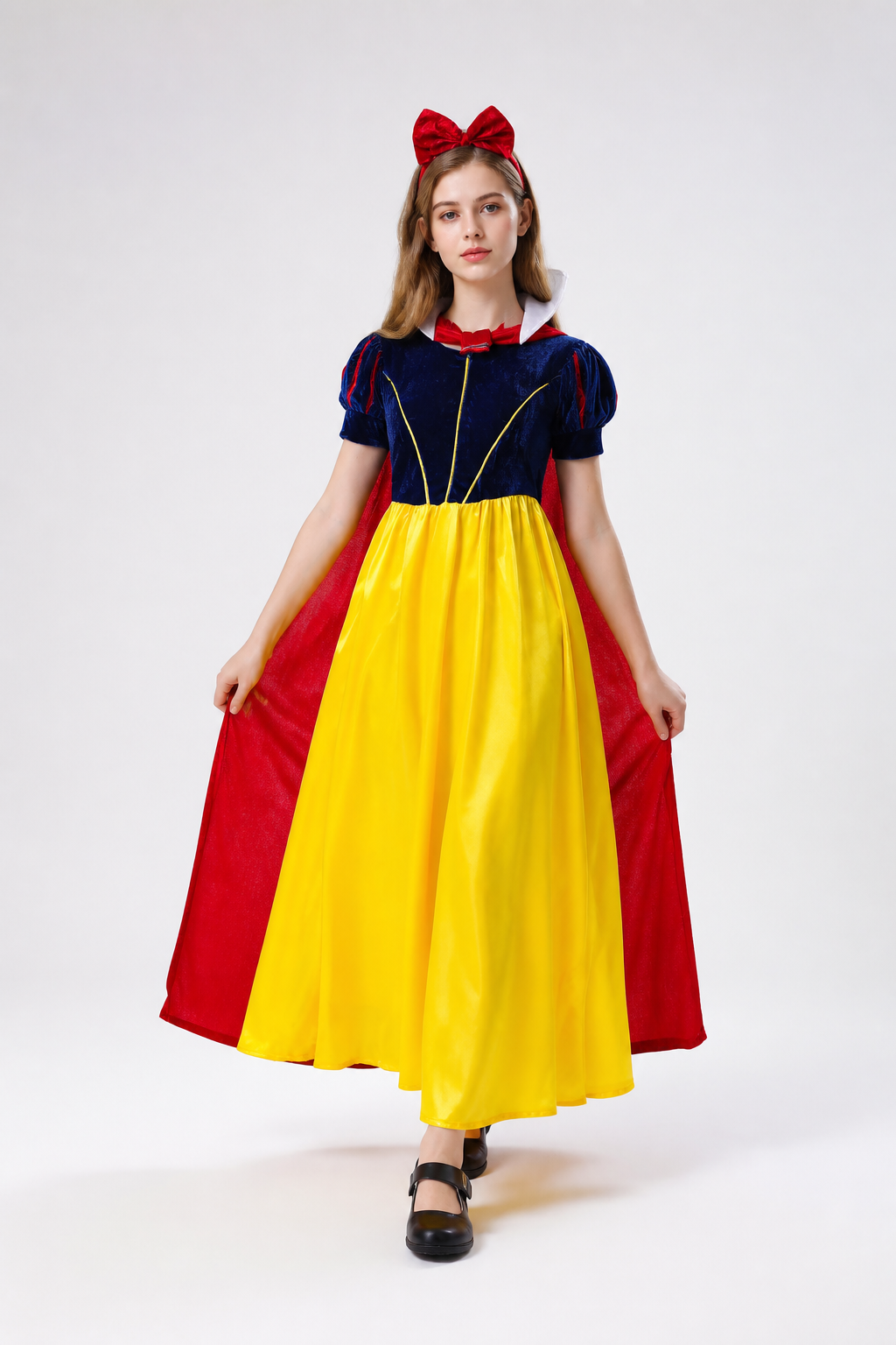 Snow White Costume with Red Cape and Yellow Dress Costume Dresses detail 2