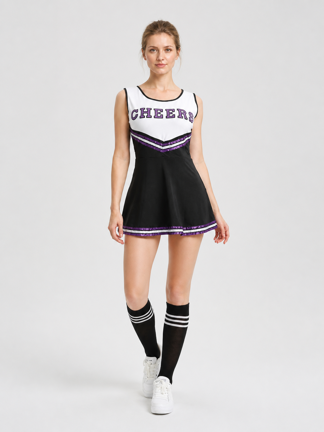 “Cheers” Cheerleading Dress with Striped Knee-High Socks product detail 2