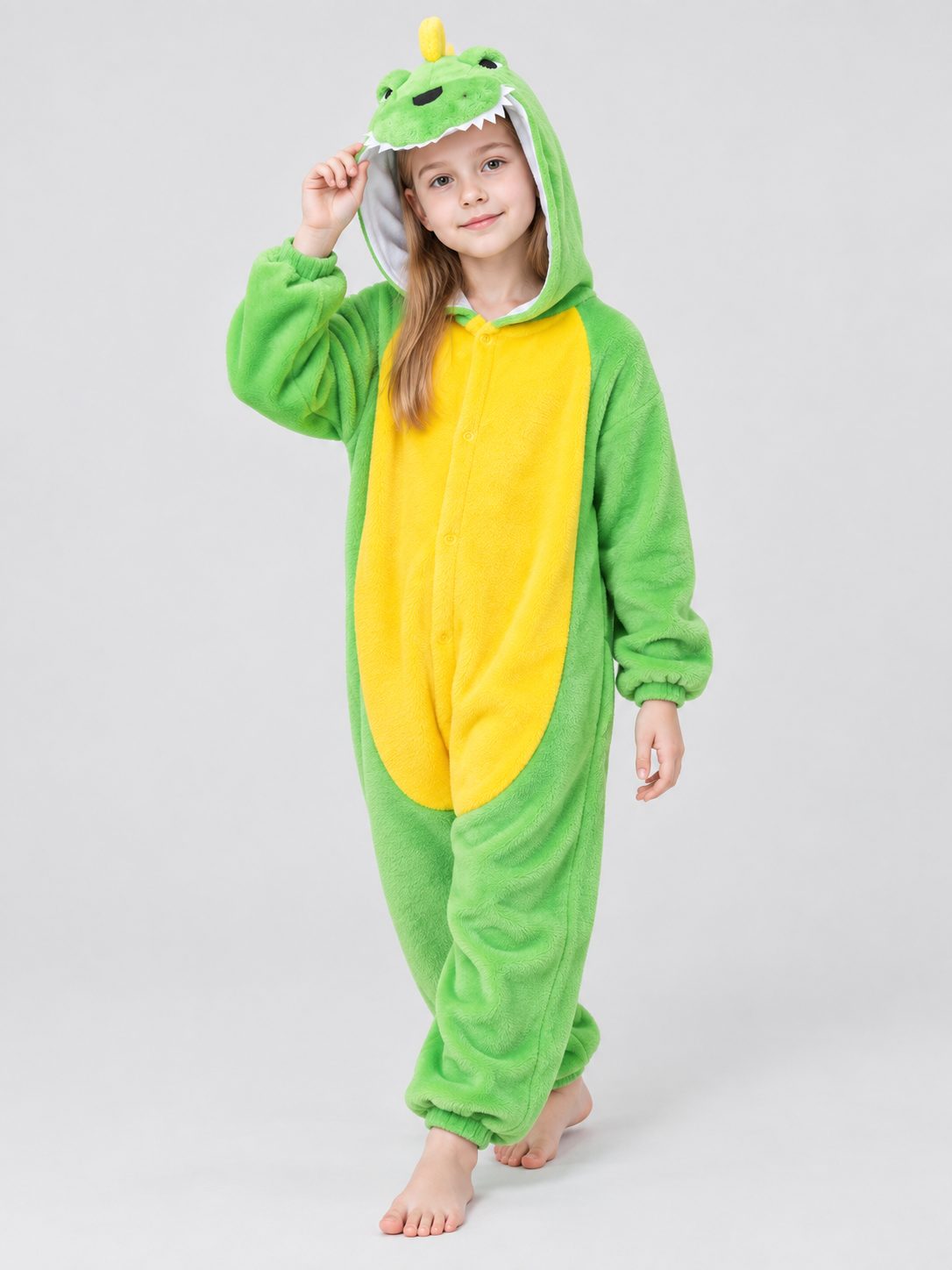 Green Dinosaur Hooded Pajama Jumpsuit
