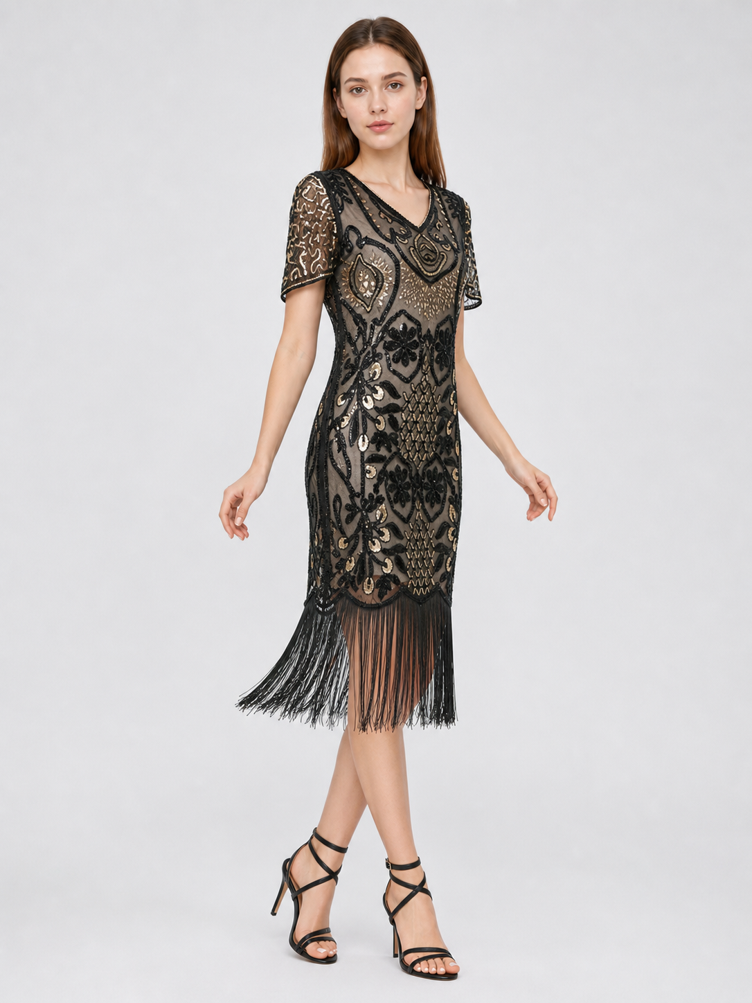 Art Deco Fringe and Sequin Cocktail Dress