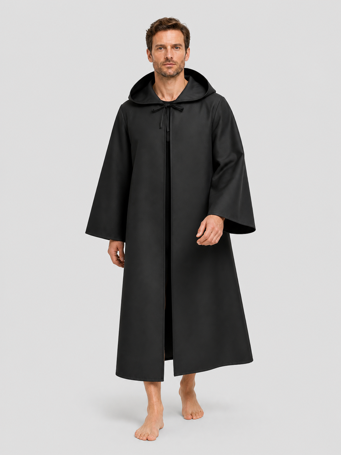 Black Long Hooded Death Cloak for Jedi Cosplay Costume Capes detail 2