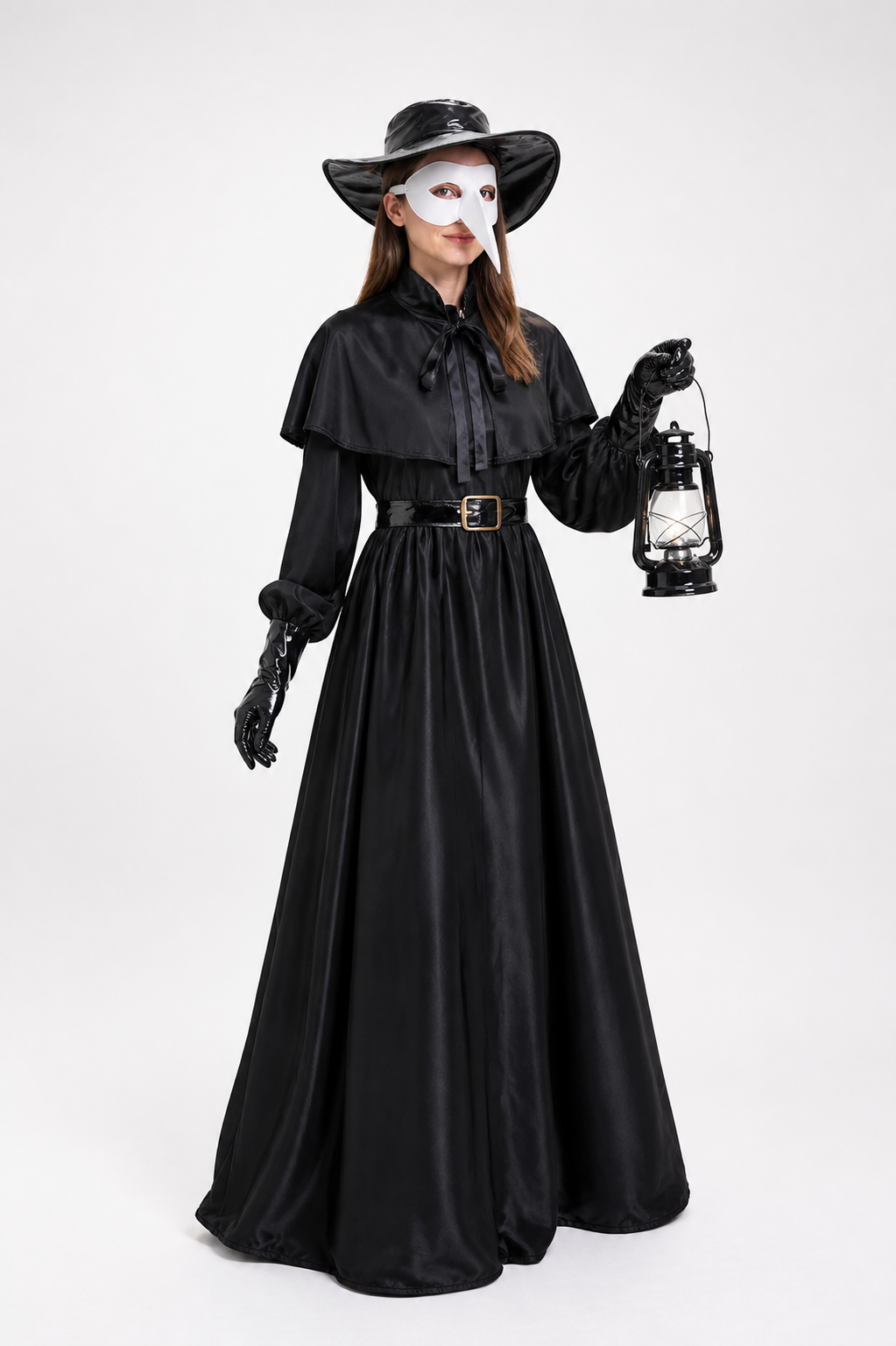 Plague Doctor Costume, Black Cloak, Raven Mask, Steampunk Costume Capes detail 2