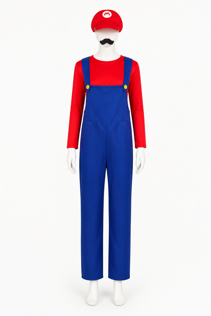 Mario Costume: Jumpsuit, Cap, Mustache, Gloves Costume Headwear detail 2