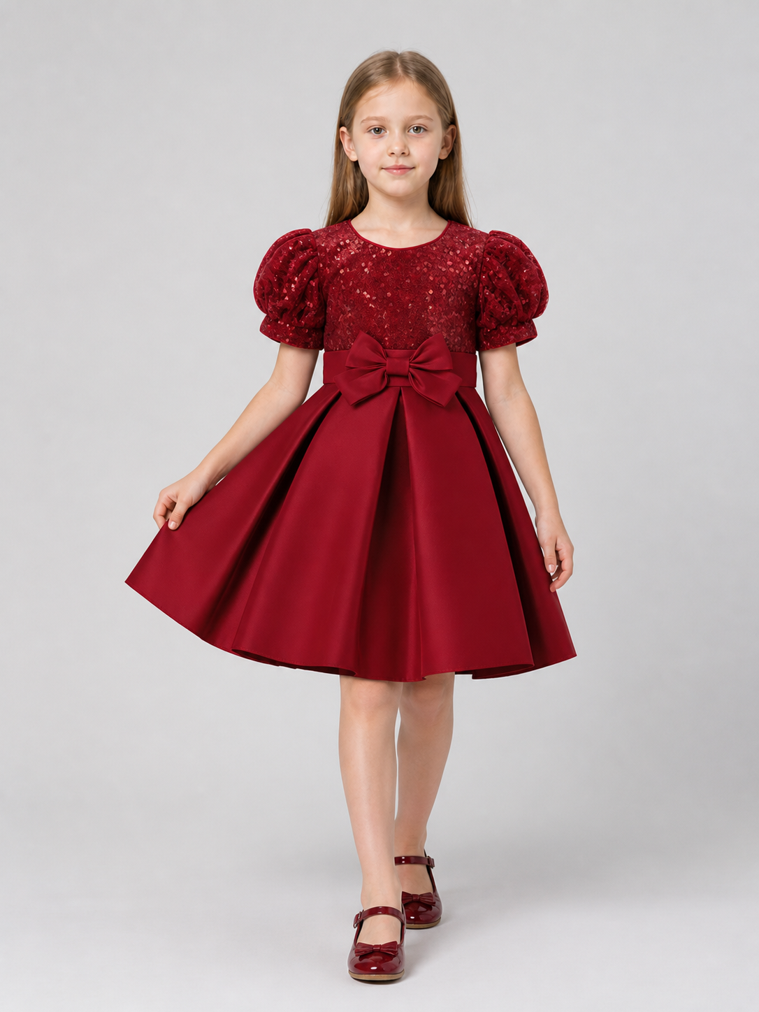 Party Dress with Sequins, a Full Skirt, and a Bow Costume Dresses detail 2