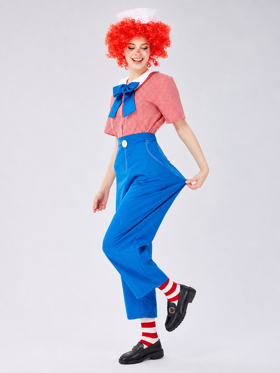 Circus-Style Clown Costume with Bow and Pants