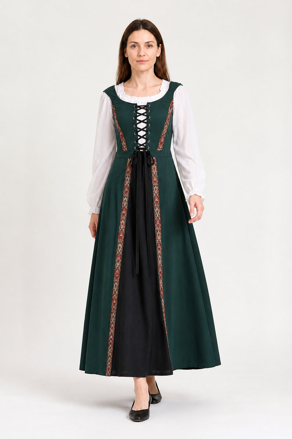 Gothic Lace-Up Dress with a Full Skirt for Cosplay Costume Dresses detail 2
