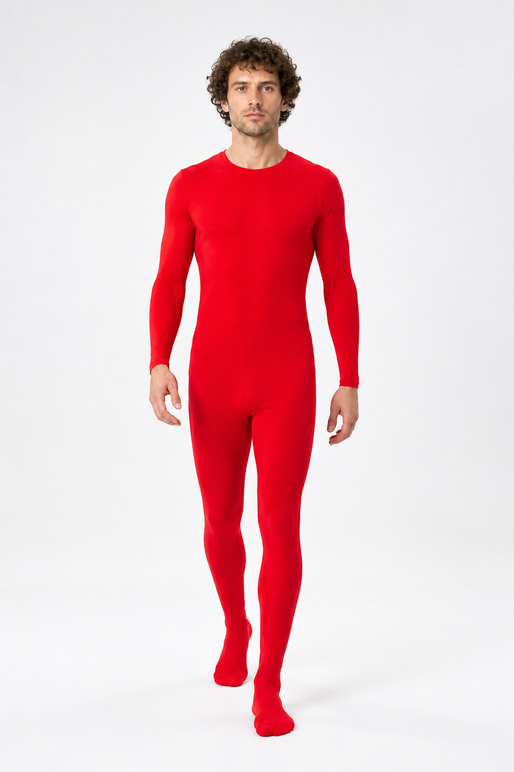 Red Zentai Jumpsuit with Covered Feet